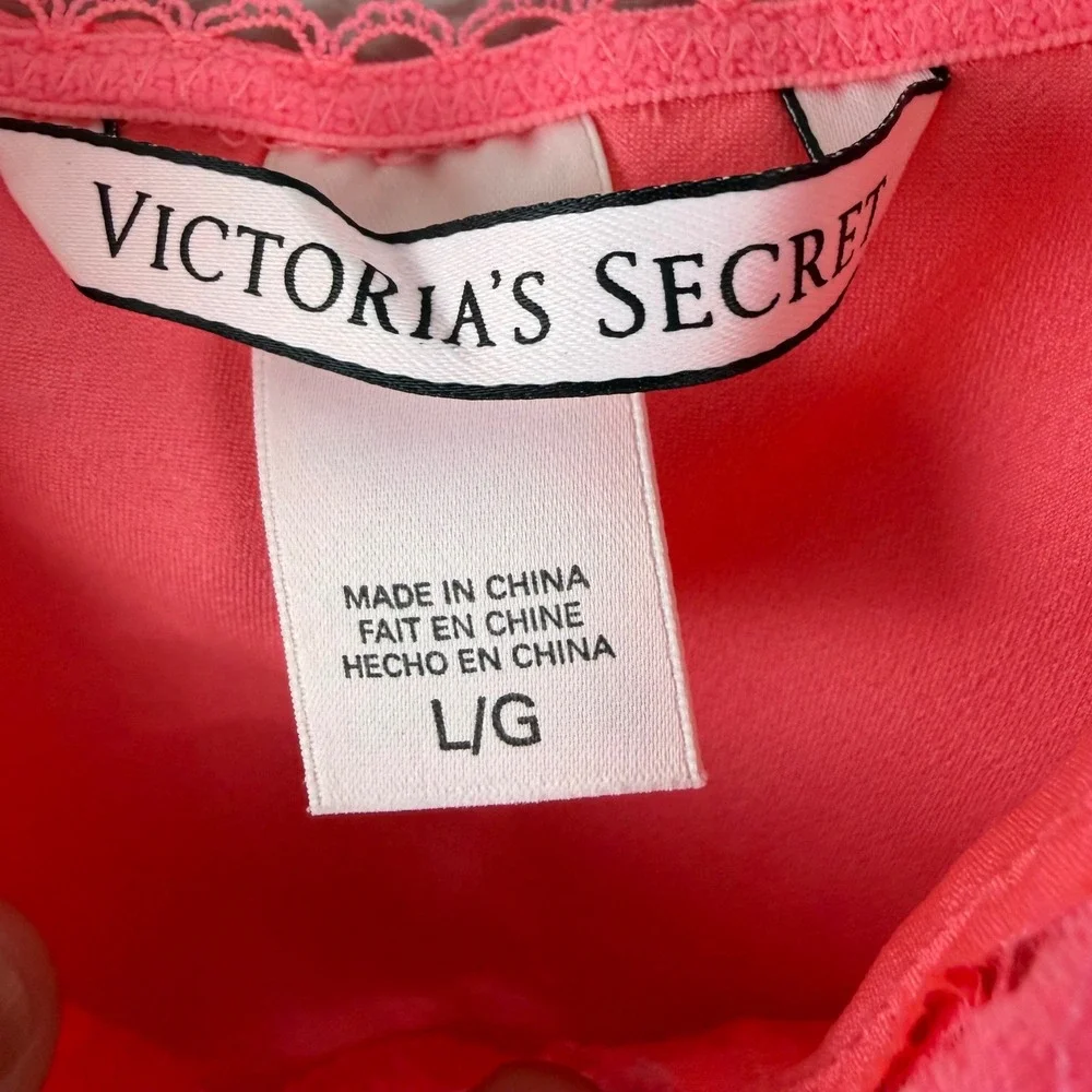Victoria's Secret Satin Lace Slip Dress Pink Large Y2K Mini Chemise Nightgown